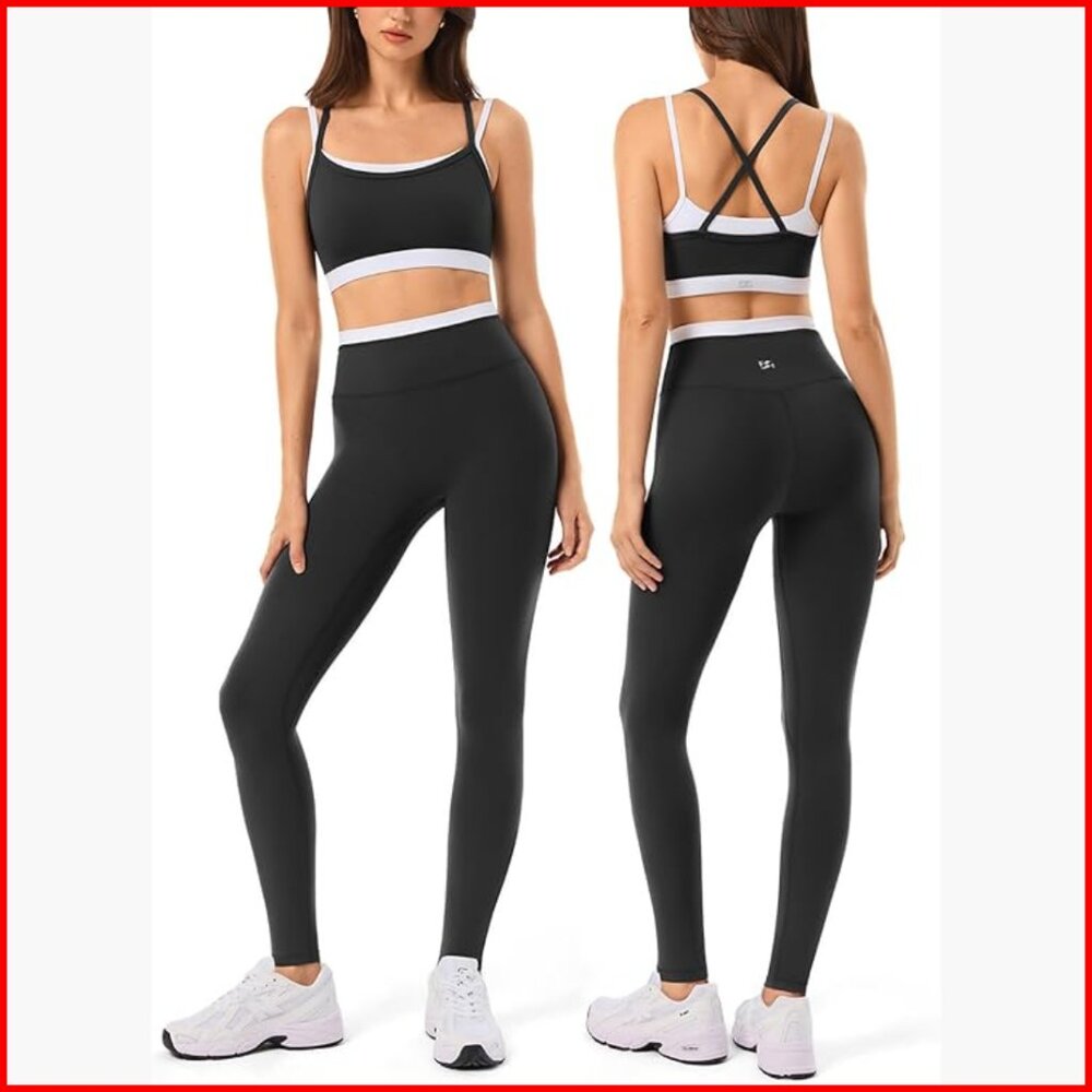 Seamless Yoga Set with Padded Sports Bra and High Waisted Leggings